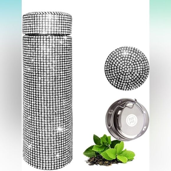 Other - Rhinestone Insulated Stainless Steel Water Bottle with Removable Strainer 17 oz